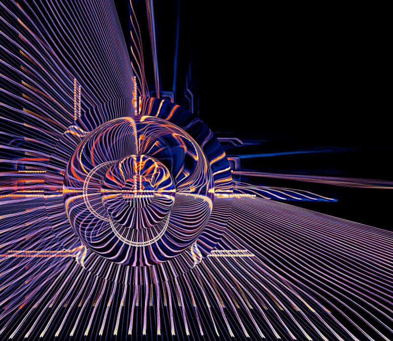 A striking Fine Art Photography print created through light painting, where luminous tracers ripple like echoes through space and time. The interplay of negative space and vibrant energy creates a dynamic yet meditative composition. Using powerful LED lights and a long exposure, the light forms were stretched and scattered in post-production, morphing into fluid, almost liquid-like shapes. The bold contrasts and flowing colors enhance the sense of movement, creating a visually captivating experience. Available as a Diasec TruLife® Acrylic Fine Art Print or a Lumachrome® TruLife® Acrylic Fine Art Print, both offering exceptional archival quality, depth, and UV protection.