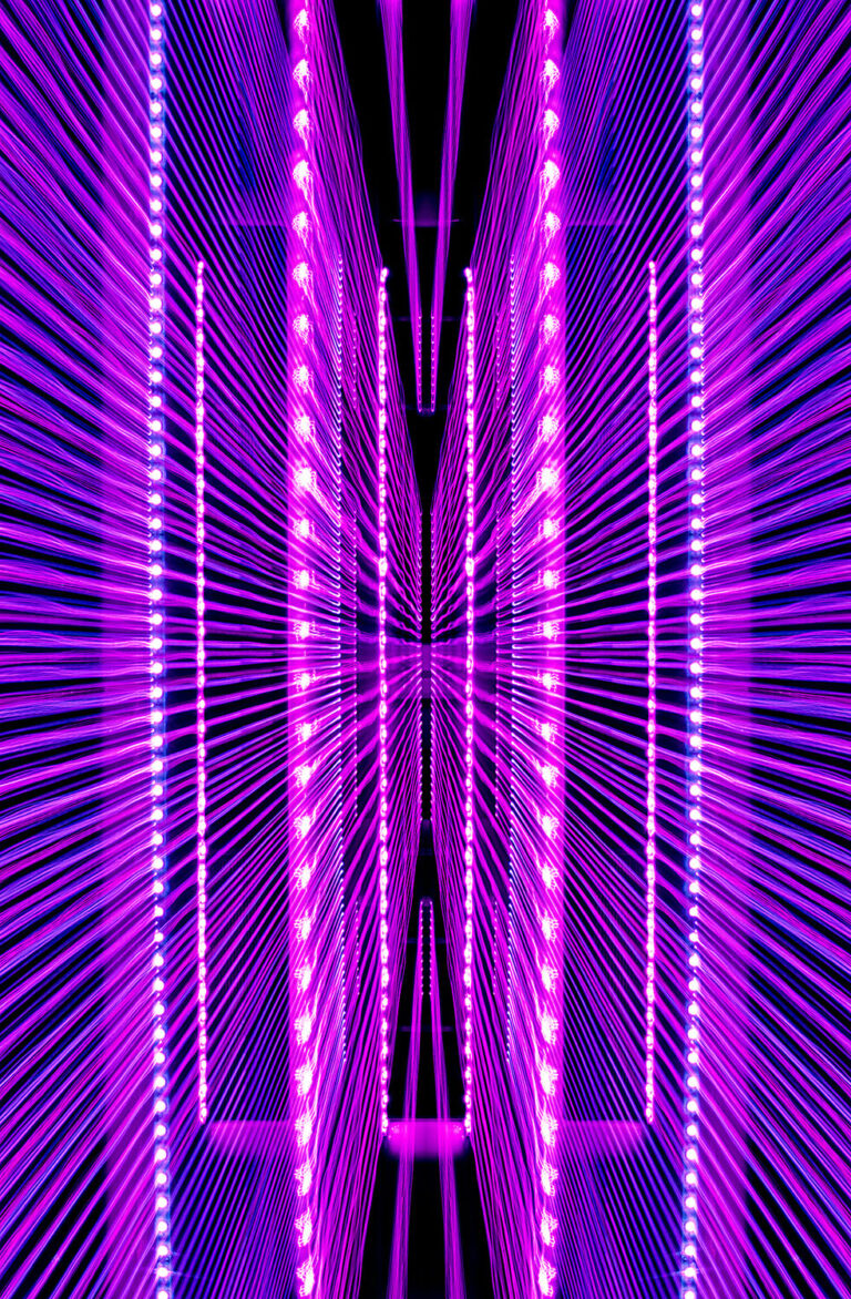 Contemporary abstract Fine Art Photography by Irina Hurme, featuring rhythmic light painting and bold neon hues. Part of the Galleria Green collection of luxurious, limited edition large-format Fine Art prints.