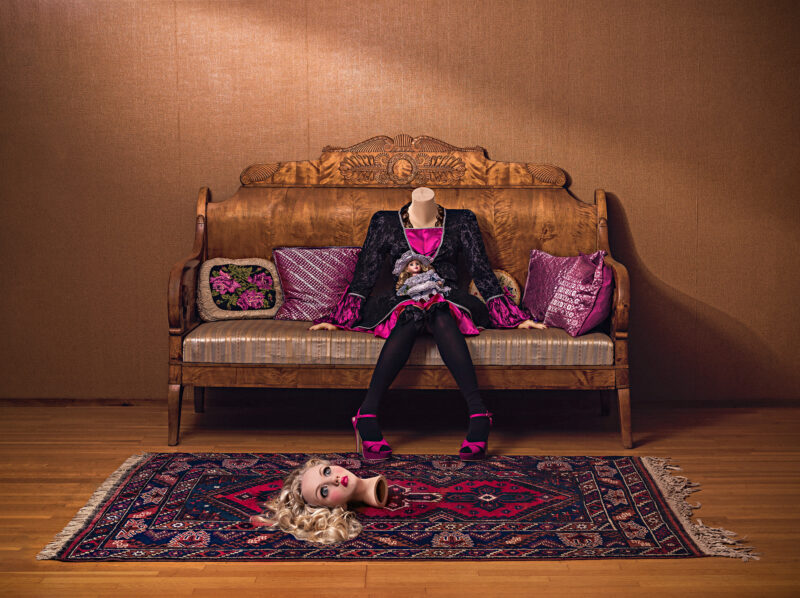 A surreal Fine Art Photography piece by Irina Hurme exploring the kind of raw, intrusive loneliness that creeps in even when you're surrounded by love. Influenced by Céline Dion’s All By Myself, the piece captures a quiet emotional collapse beneath outward composure. Through staged composition and surreal retouching, the image balances control and inner rupture. Available from Galleria Green as a Diasec TruLife® Acrylic Fine Art Print or as an archival Hahnemühle Fine Art paper print, both offering exceptional visual quality and museum-grade longevity.